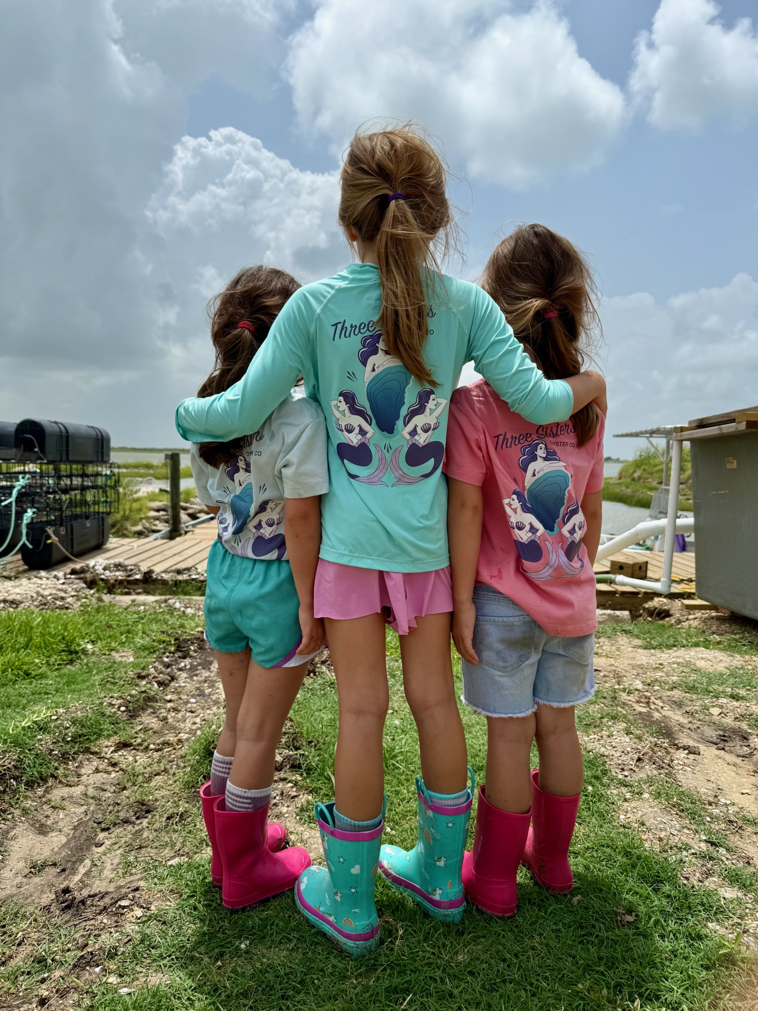 Blake and family at the oyster farm